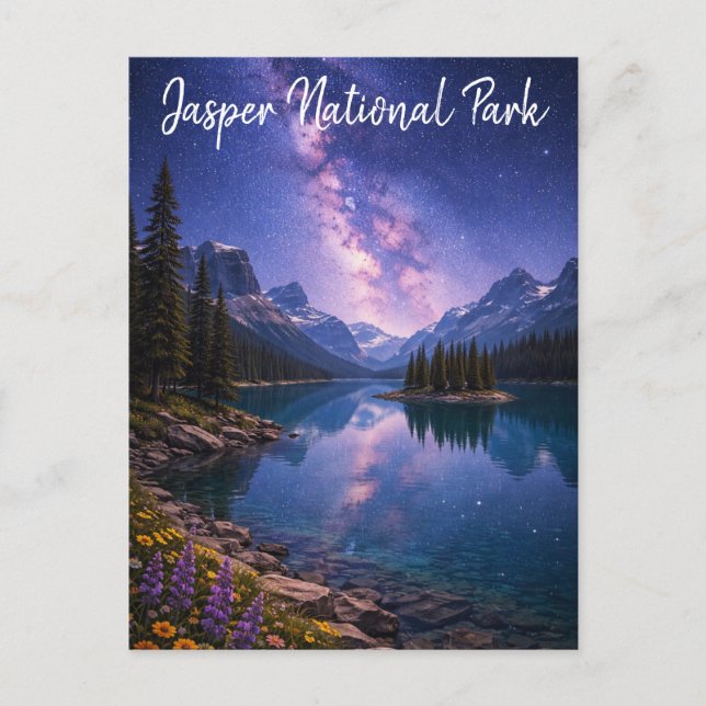 Jasper National Park Canada at Night Postcard (Front)