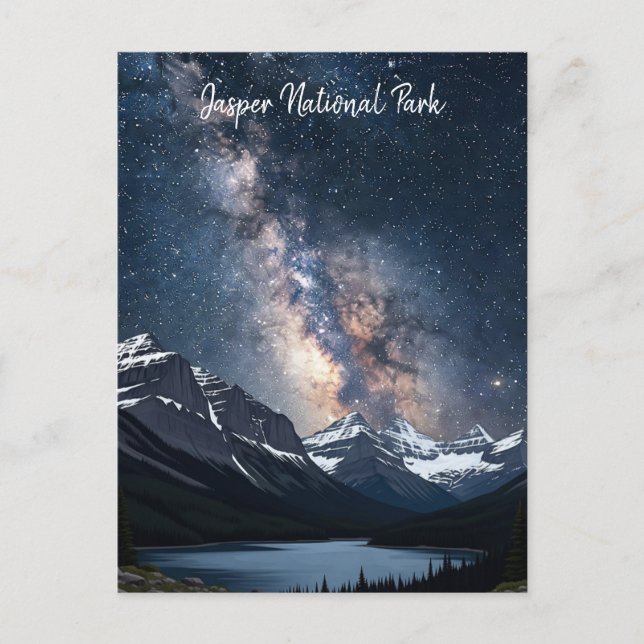 Jasper National Park Canada at Night Postcard (Front)