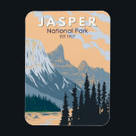Jasper National Park Canada Travel Art Vintage Magnet<br><div class="desc">Jasper National Park vector art design. The Park is the largest national park within Alberta's Rocky Mountains.</div>