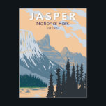 Jasper National Park Canada Travel Art Vintage Postcard<br><div class="desc">Jasper National Park vector art design. The Park is the largest national park within Alberta's Rocky Mountains.</div>