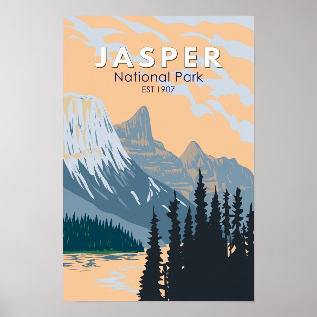 Jasper National Park Canada Travel Art Vintage Poster (Front)