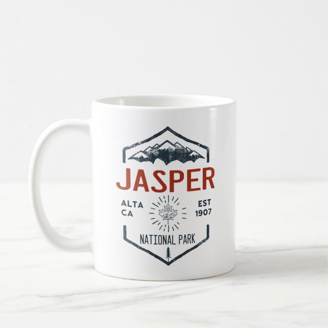 Jasper National Park Canada Vintage Distressed Coffee Mug (Left)