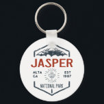 Jasper National Park Canada Vintage Distressed Keychain<br><div class="desc">Jasper National Park Distressed Badge with unique park themed maple leaf design. The Park is the largest national park within Alberta's Rocky Mountains.</div>