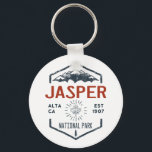 Jasper National Park Canada Vintage Distressed Keychain<br><div class="desc">Jasper National Park Distressed Badge with unique park themed maple leaf design. The Park is the largest national park within Alberta's Rocky Mountains.</div>