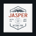 Jasper National Park Canada Vintage Distressed Magnet<br><div class="desc">Jasper National Park Distressed Badge with unique park themed maple leaf design. The Park is the largest national park within Alberta's Rocky Mountains.</div>