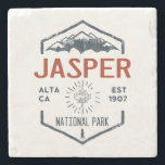 Jasper National Park Canada Vintage Distressed Stone Coaster<br><div class="desc">Jasper National Park Distressed Badge with unique park themed maple leaf design. The Park is the largest national park within Alberta's Rocky Mountains.</div>