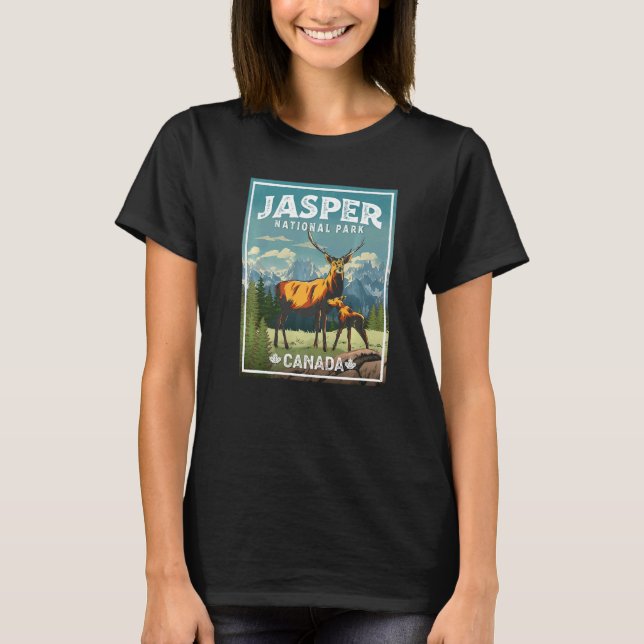 Jasper National Park Deer Vintage Look   T-Shirt (Front)