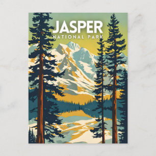 Jasper National Park Nostalgic Travel Postcard