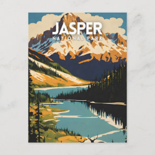 Jasper National Park Nostalgic Vintage Travel Postcard