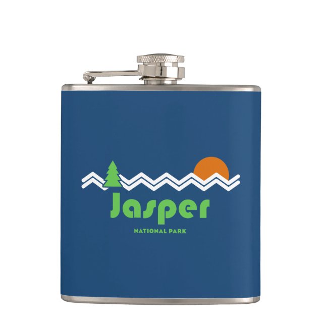 Jasper National Park Retro Hip Flask (Front)