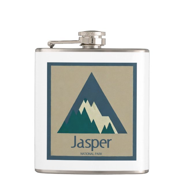 Jasper National Park Rustic Hip Flask (Front)