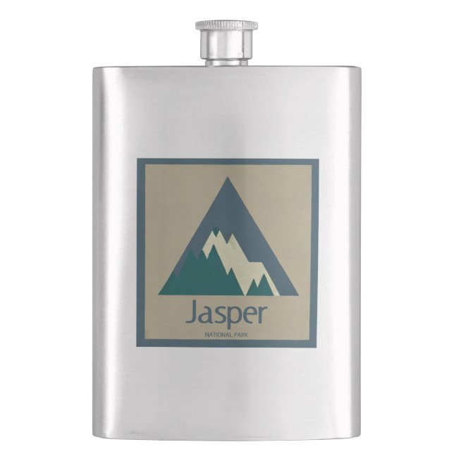 Jasper National Park Rustic Hip Flask (Front)