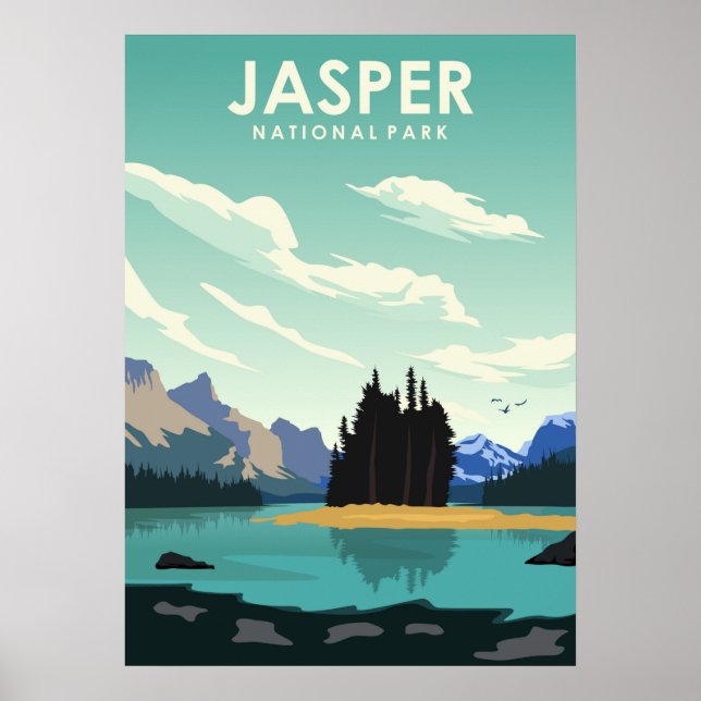 Jasper National Park Vintage Minimal Travel Poster (Front)