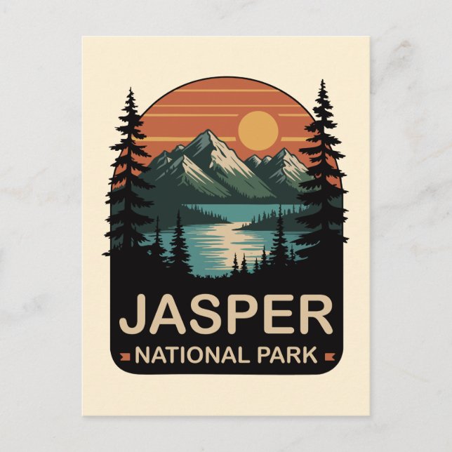 Jasper National Park Vintage Mountain Design Postcard (Front)