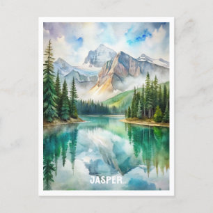 Jasper National Park Watercolor Painting  Postcard