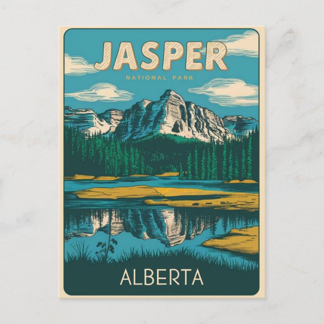 Jasper Nationla park alberta canada vintage gifts Postcard (Front)