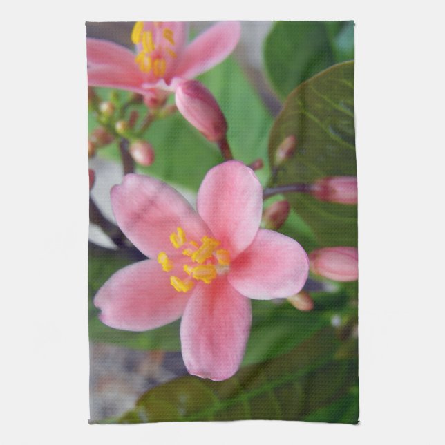 Jatropha Flower and flower buds Kitchen Towel (Vertical)