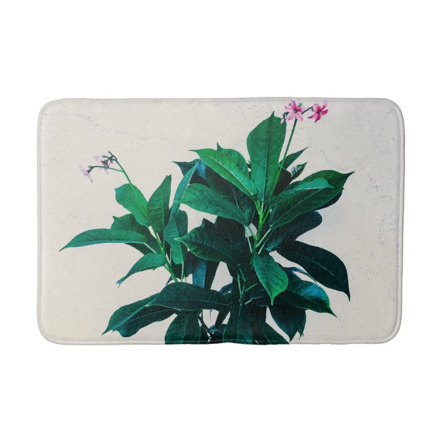 Jatropha Plant in Natural Green Bath Mat (Front)