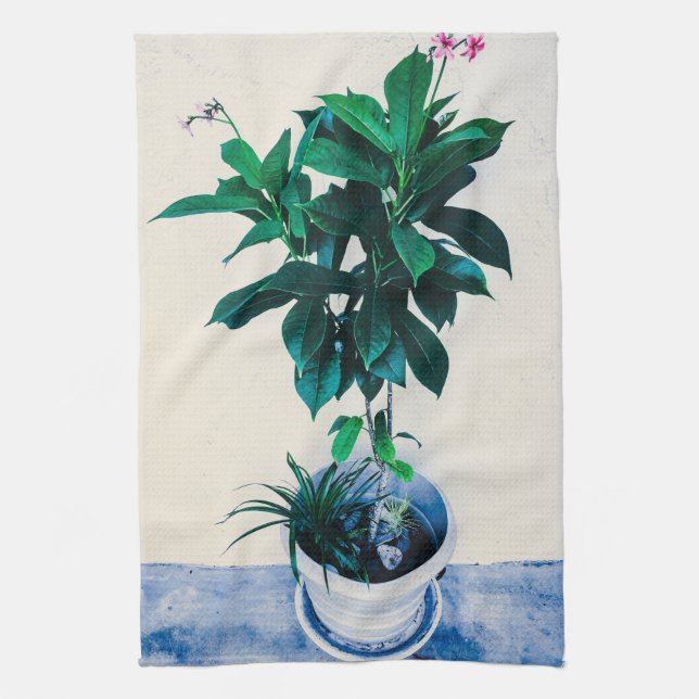 Jatropha Plant in Natural Green Kitchen Towel (Vertical)