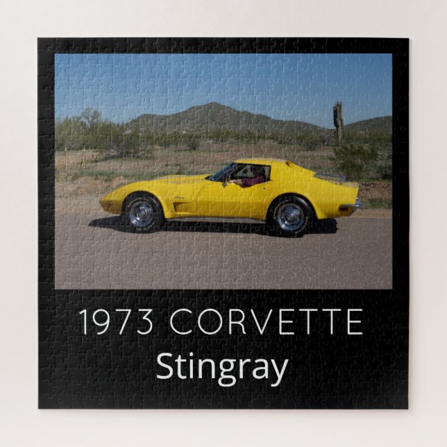 Jaune 1973 Corvette Stingray Carré Puzzle (Vertical)