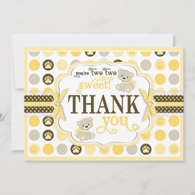 Jaune adorable de carte de remerciements de (Devant)