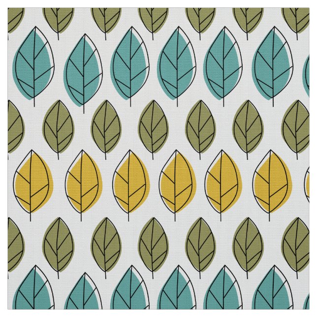 jaune aqua vert Mod tissu motif feuille (Échantillon)