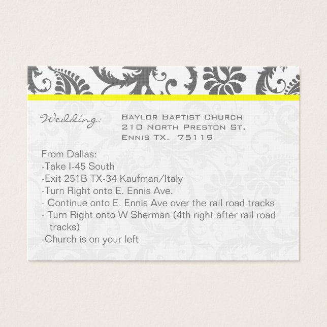 Jaune avec cartes d'information Mariage damassé gr (Devant)