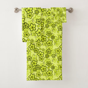 Jaune avec motif floral néon brillant noir