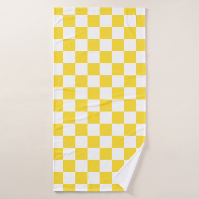 Jaune blanc À damiers Motif de tableau de bord (Serviette de bain)