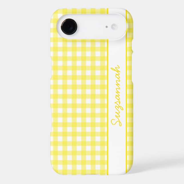 Jaune blanc En vichy vérifier Coque personnalisé (Verso)