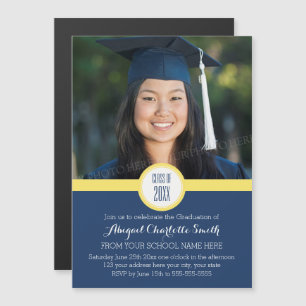 Jaune Blue Modern Graduation Party Carte magnétiqu