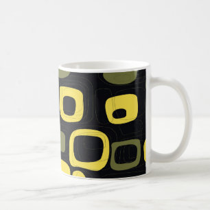 Jaune, Chaux, Mug d'art Abstrait noir rétro