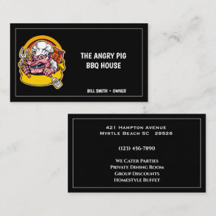 Jaune Cochon Noir Barbecue Carte de visite Porc