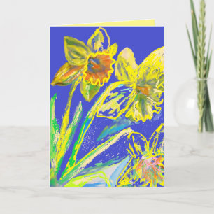 Jaune Daffodil Peinture fleurs carte florale