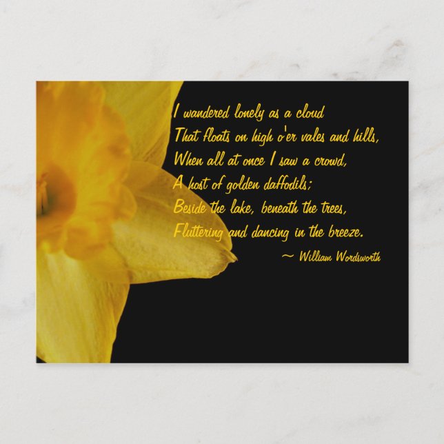 Jaune Daffodique; William Wordsworth Poem Carte po (Devant)