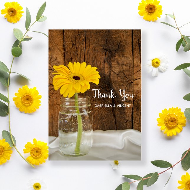 Jaune Daisy à Mason Jar Barn Mariage Merci (Créateur téléchargé)