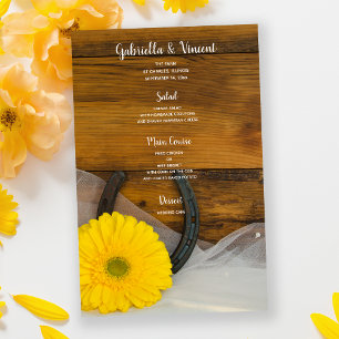 Jaune Daisy and Horseshoe Western Mariage Menu