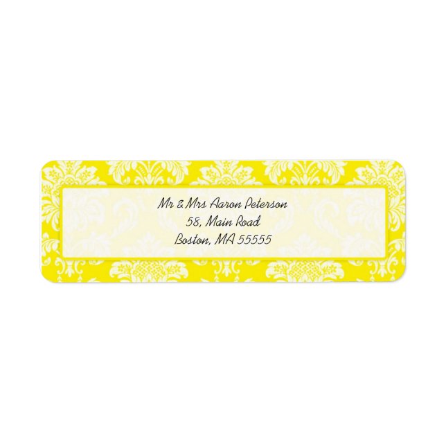 Jaune Damask Étiquettes de adresse personnalisable (Devant)