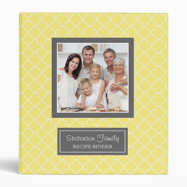 Jaune de Quatrefoil de classeur de recette de (Devant)