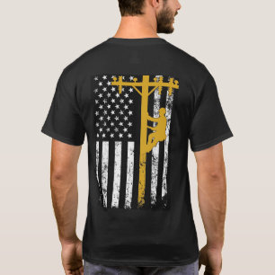 Jaune de T-shirt de monteur de lignes