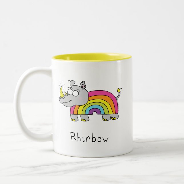 Jaune de tasse de café d'arc-en-ciel de rhinocéros (Gauche)