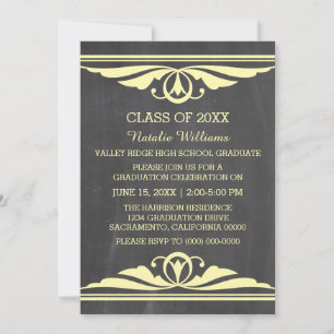Jaune Déco Chalkboard Invitation