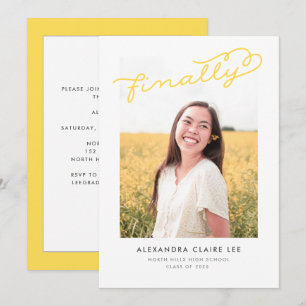 Jaune Enfin Faire-part de graduation photo