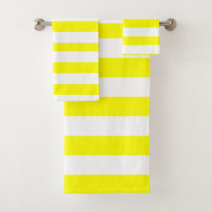 Jaune Ensoleillé et Imprimé Rayé Blanc