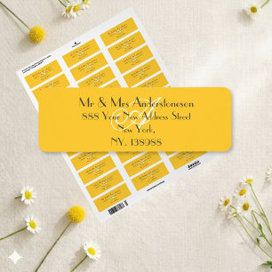 Jaune Ensoleillé Mariage Blanc Monogramme Adresse