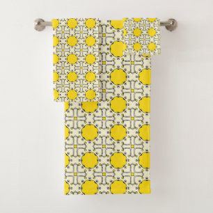 Jaune et blanc à motif géométrique 