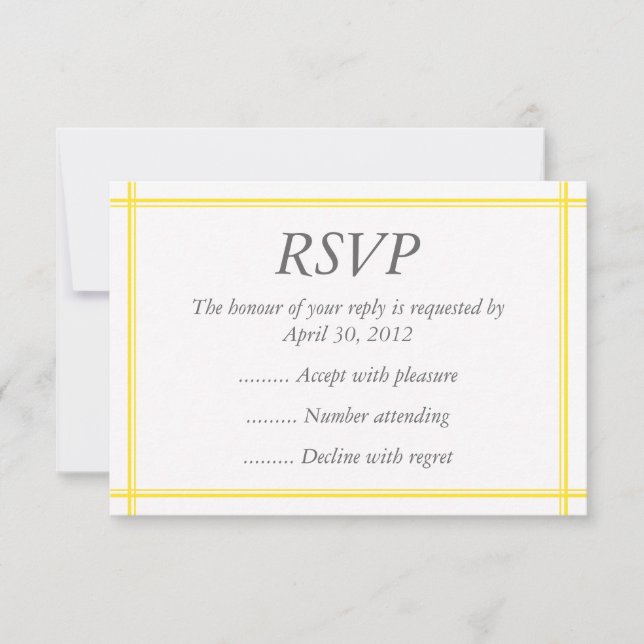 Jaune et blanc Réponse à l'événement, RSVP ou Cart (Devant)