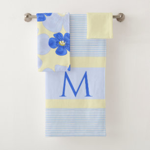 Jaune et bleu Aquarelle Jaune Jeu de Monogrammes F