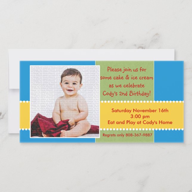 Jaune et bleu Carte photo d'anniversaire (Devant)
