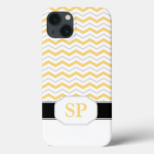 Jaune et gris Chevron Monogram iPad 2/3/4 Coque